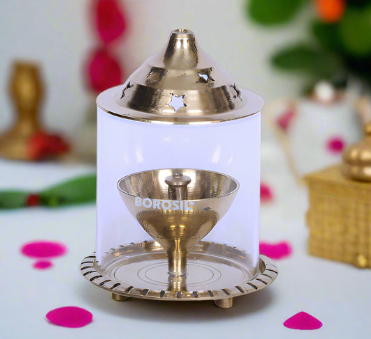 Glass Anaya Vilakku (Akhand Jyoti) – Eternal Flame Oil Lamp for Pooja and Spiritual Decor