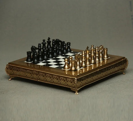 Chess Board With Coins Brass
