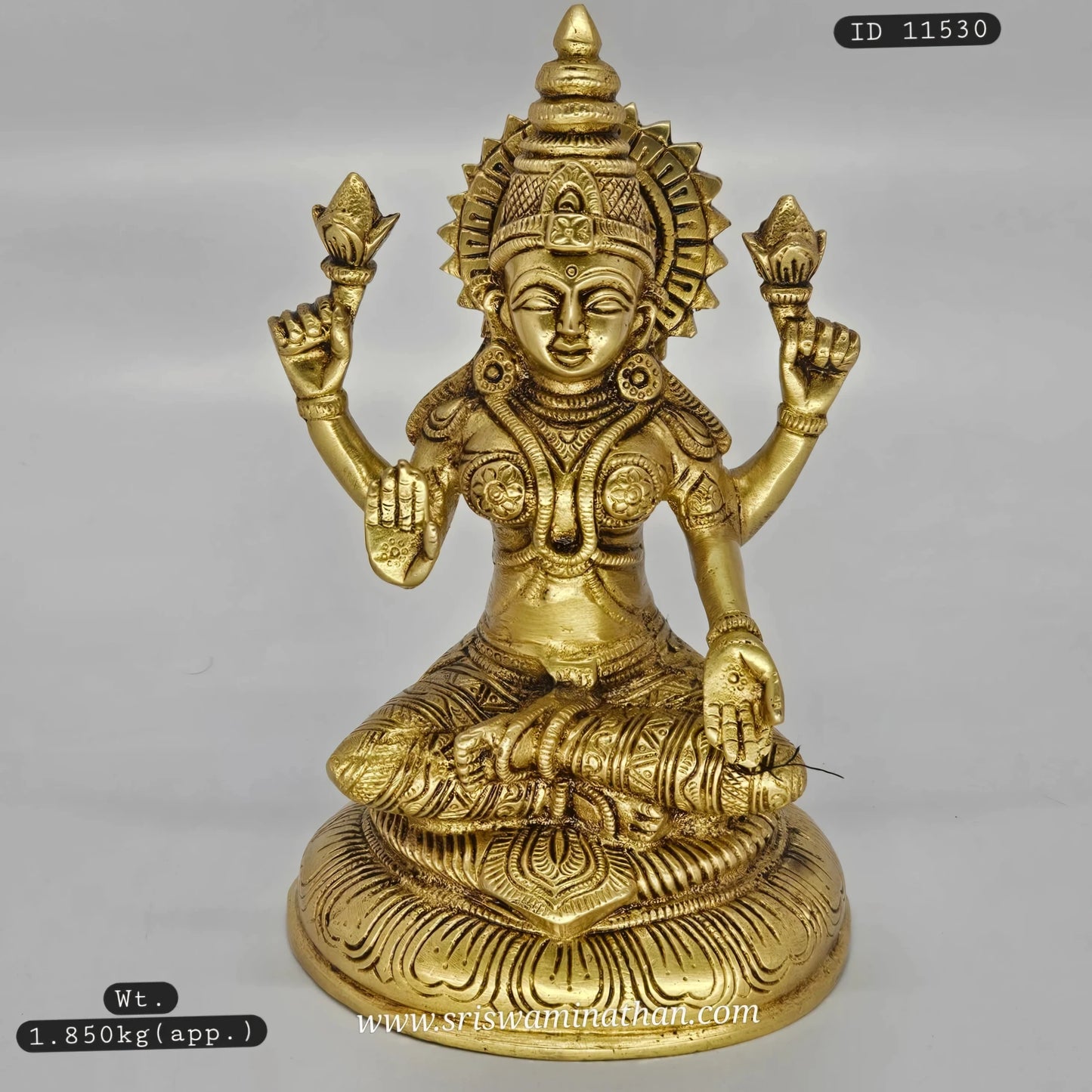Lakshmi Brass Statue 7.5" - Goddess of Wealth & Prosperity