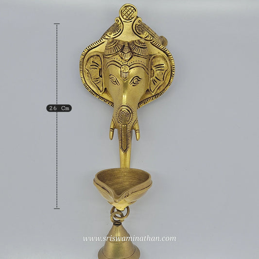 Elephant Face Bell 1kg Antique Finish - Traditional Tamil Nadu Brass
