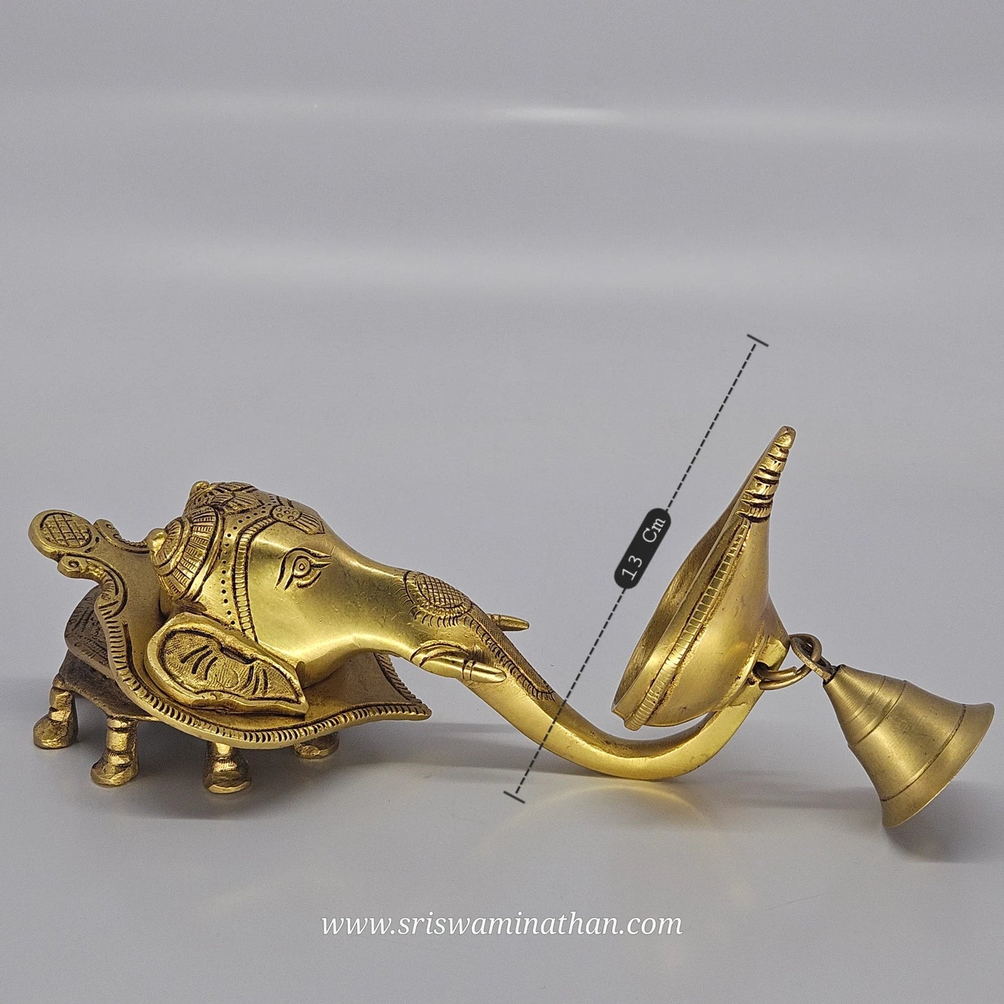 Elephant Face Bell 1kg Antique Finish - Traditional Tamil Nadu Brass