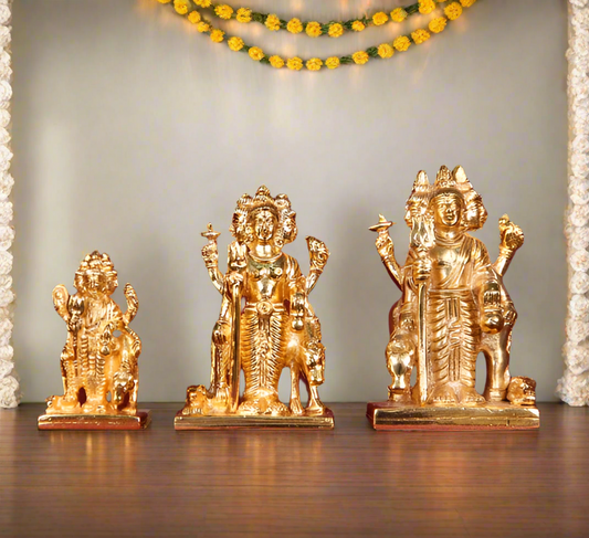 Dattatreya Brass Statue – Divine Trimurti Idol for Home & Temple Decor"