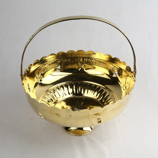 Brass Flower Basket with Handle