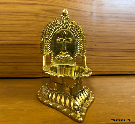 LIGHT OF FAITH BRASS CRUCIFIX OIL LAMP|Siluvai Gold brass vilakku No.2