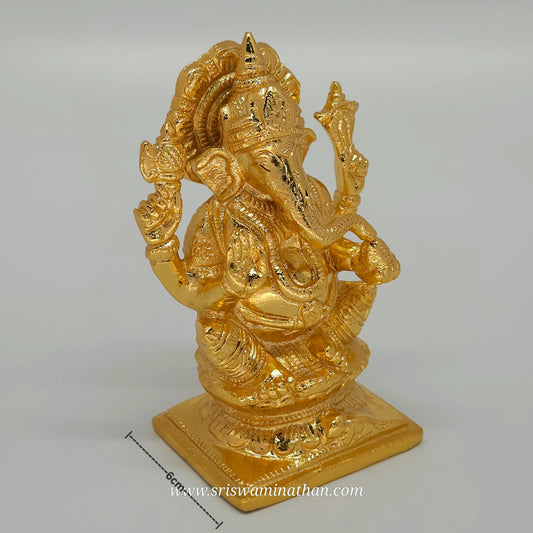 Brass Lord Ganesha Idol – Golden Finish | 5 inches