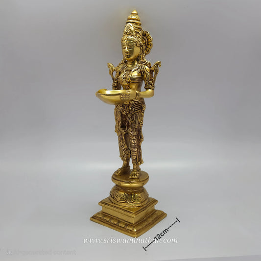 18 inch Brass Paavai Vilakku _ Traditional Deepalakshmi Temple Style Pooja Room Lamp