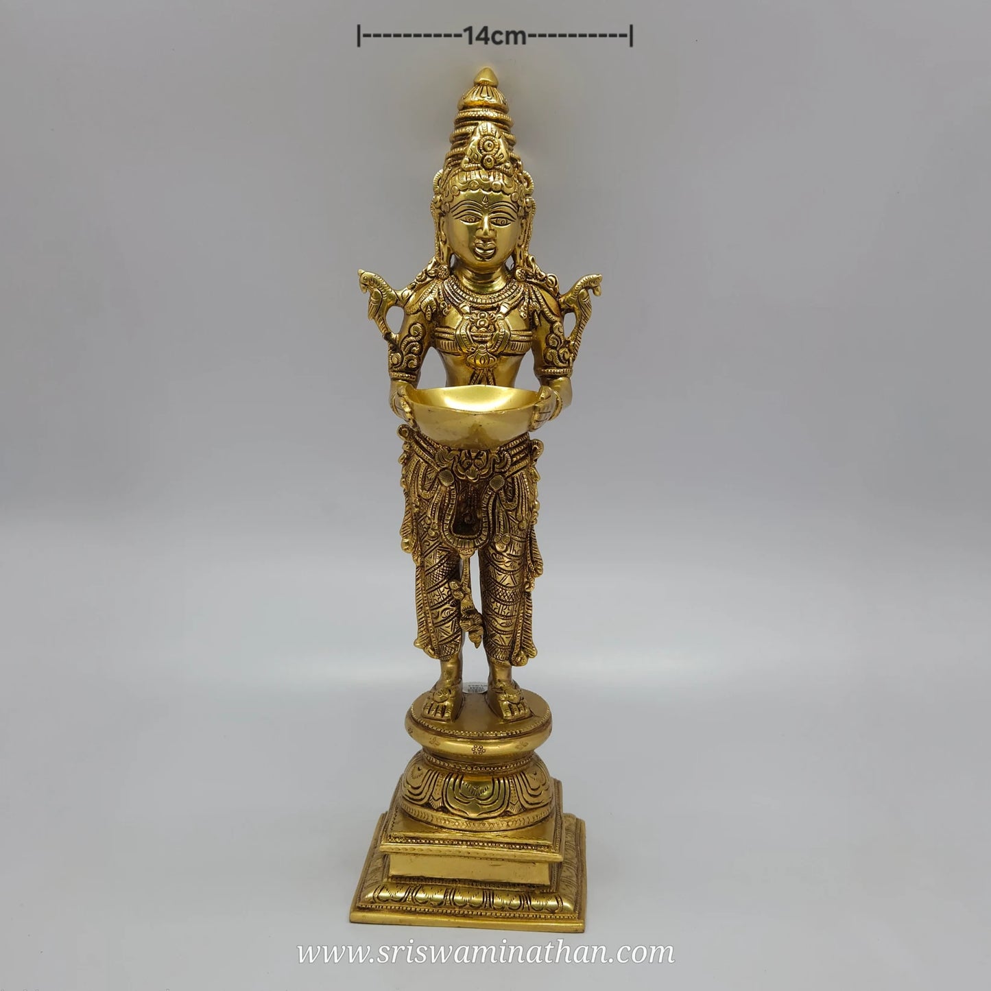 18 inch Brass Paavai Vilakku _ Traditional Deepalakshmi Temple Style Pooja Room Lamp