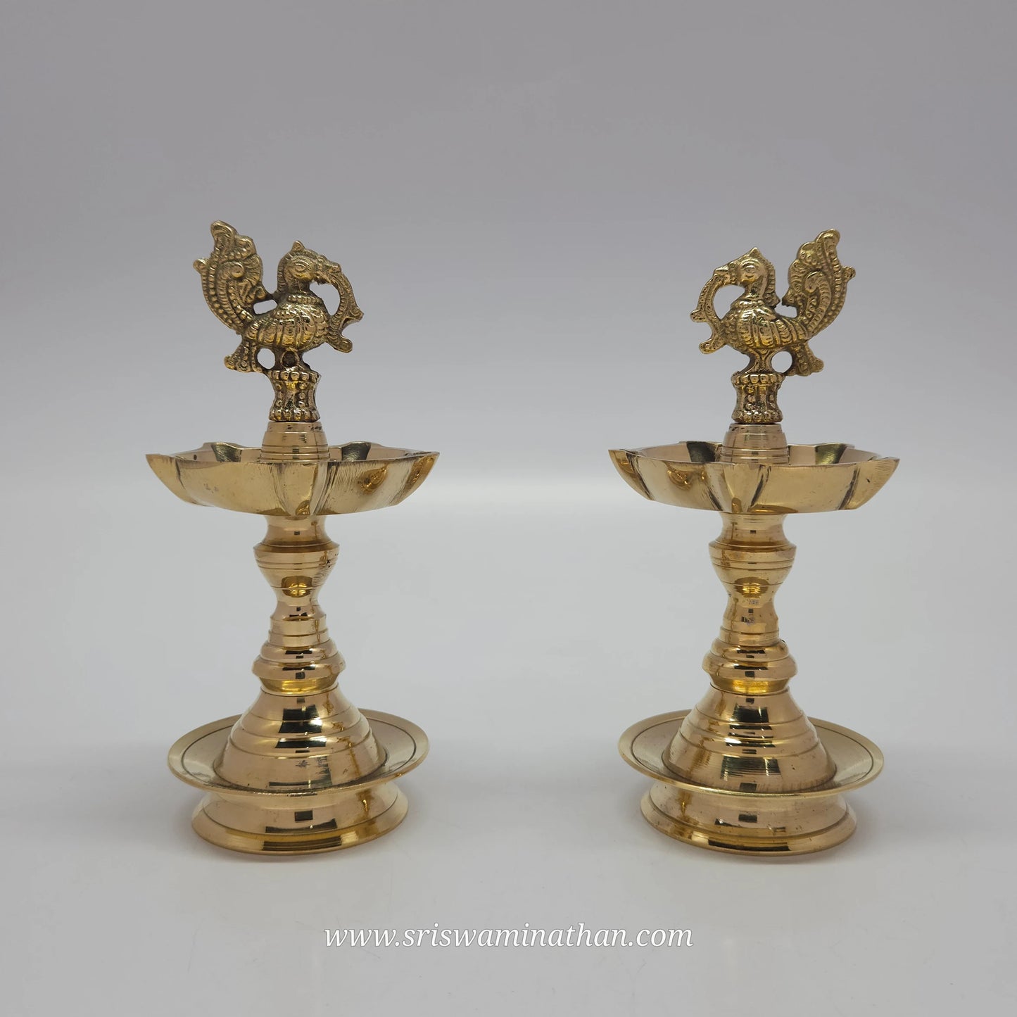 Brass Kerala Peacock Oil Lamp - 7 Inches Traditional Deepam