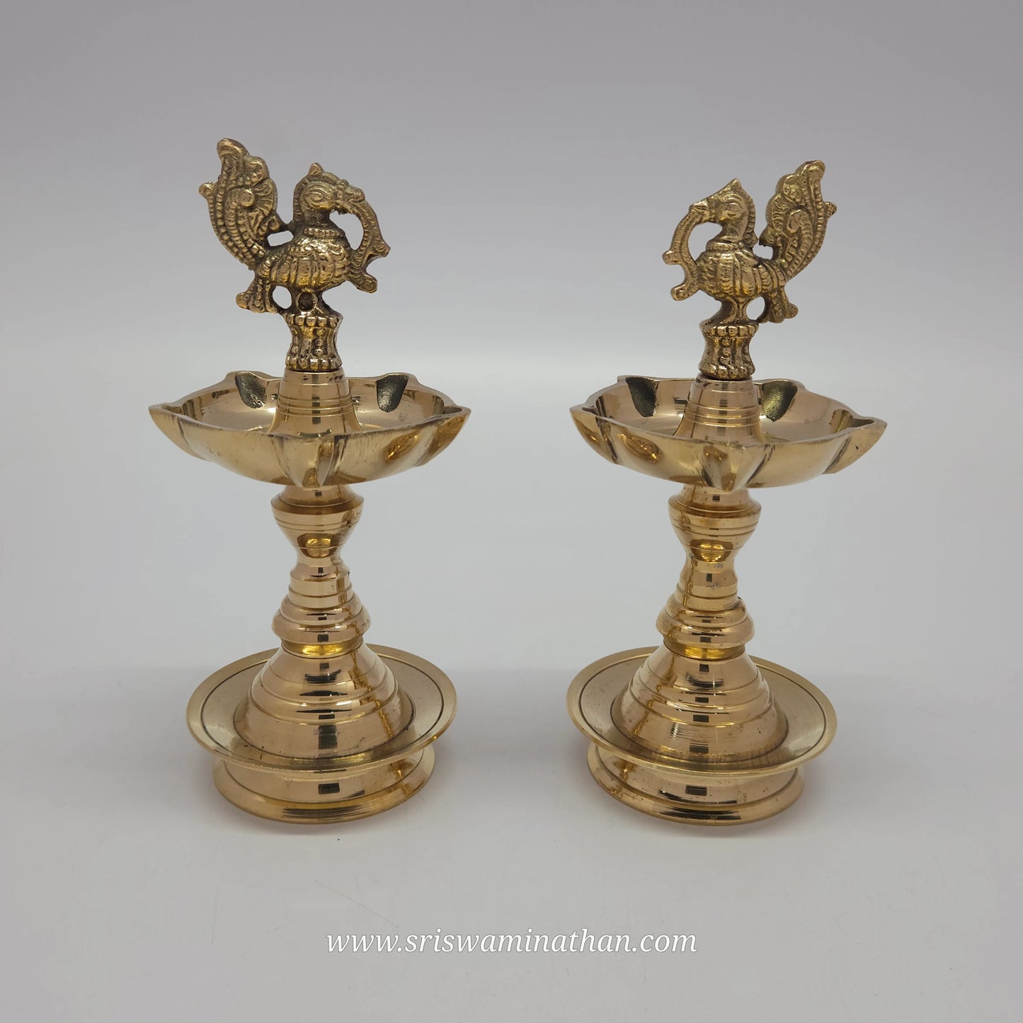 Brass Kerala Peacock Oil Lamp - 7 Inches Traditional Deepam