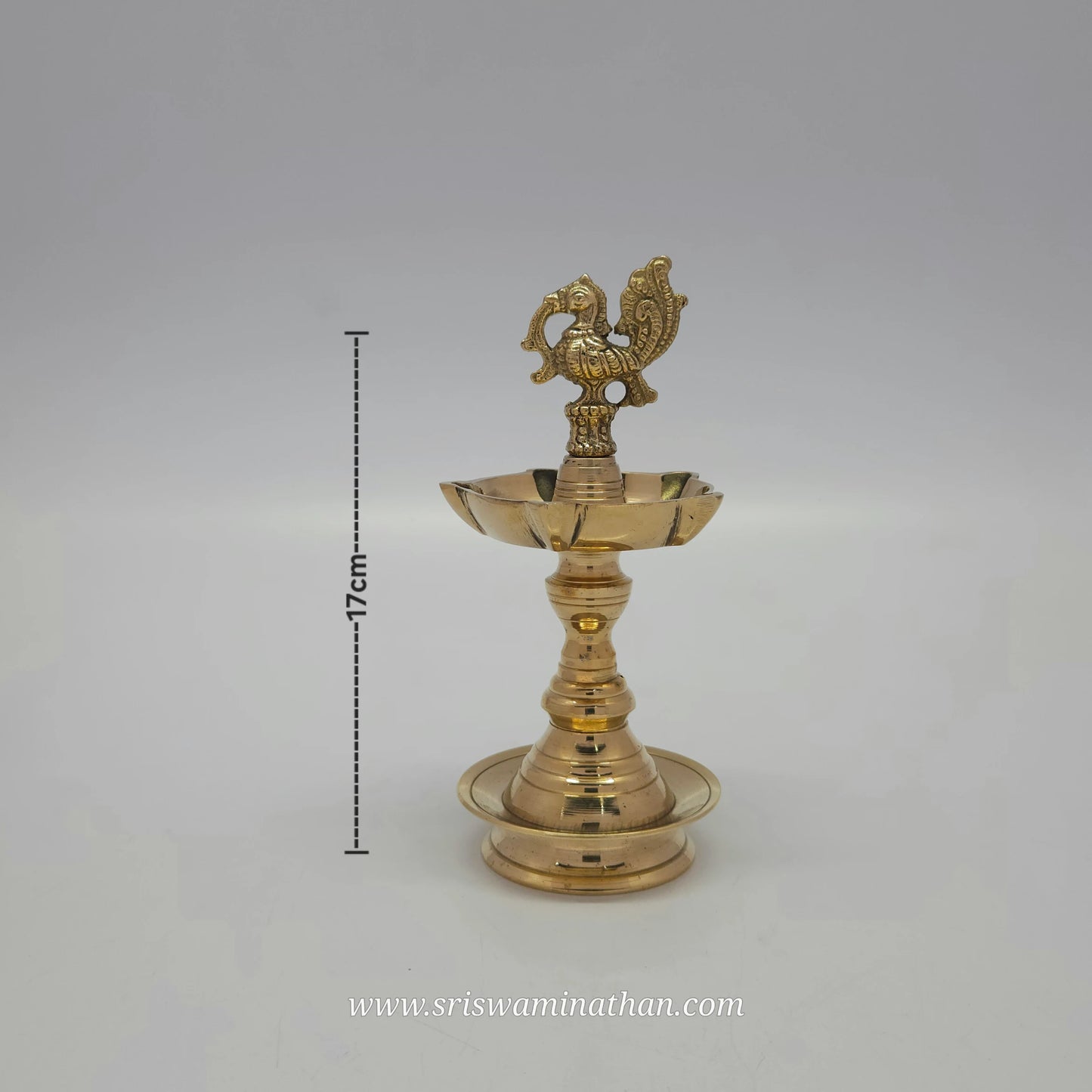 Brass Kerala Peacock Oil Lamp - 7 Inches Traditional Deepam