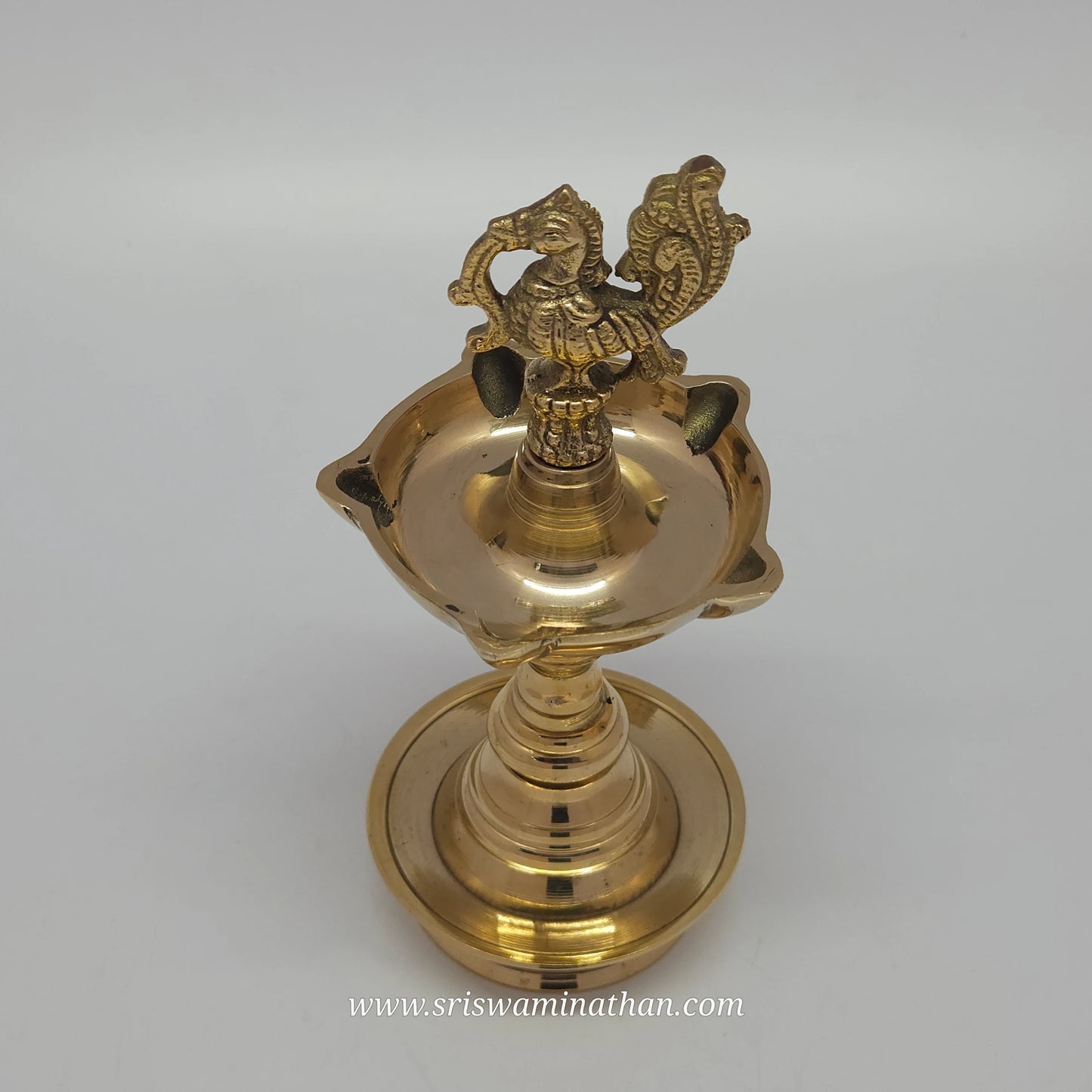 Brass Kerala Peacock Oil Lamp - 7 Inches Traditional Deepam