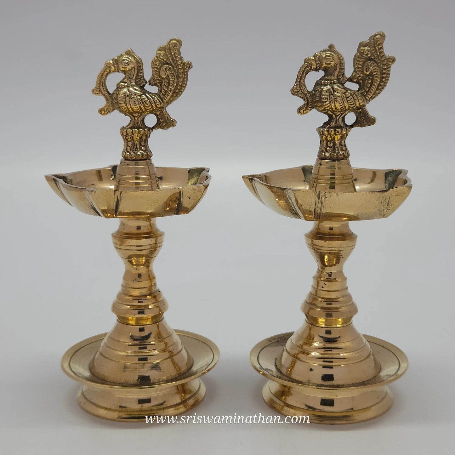 Brass Kerala Peacock Oil Lamp - 7 Inches Traditional Deepam