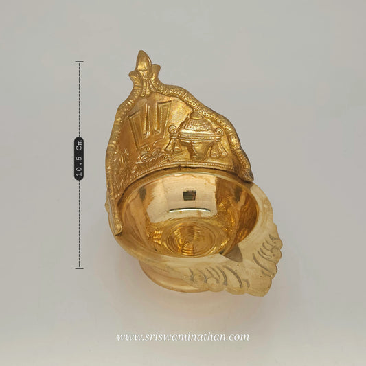 Vishnu Namam Brass Pooja Lamp with Shanku & Chakram