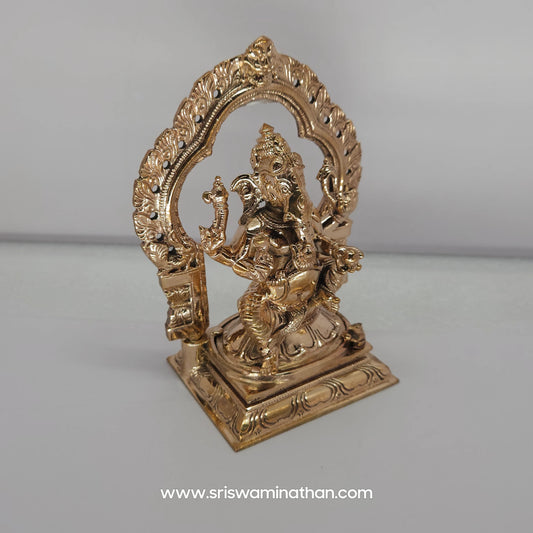 Thiruvatchi Vinayagar Panchaloha Statue 5 Inch - Ganesha on Throne