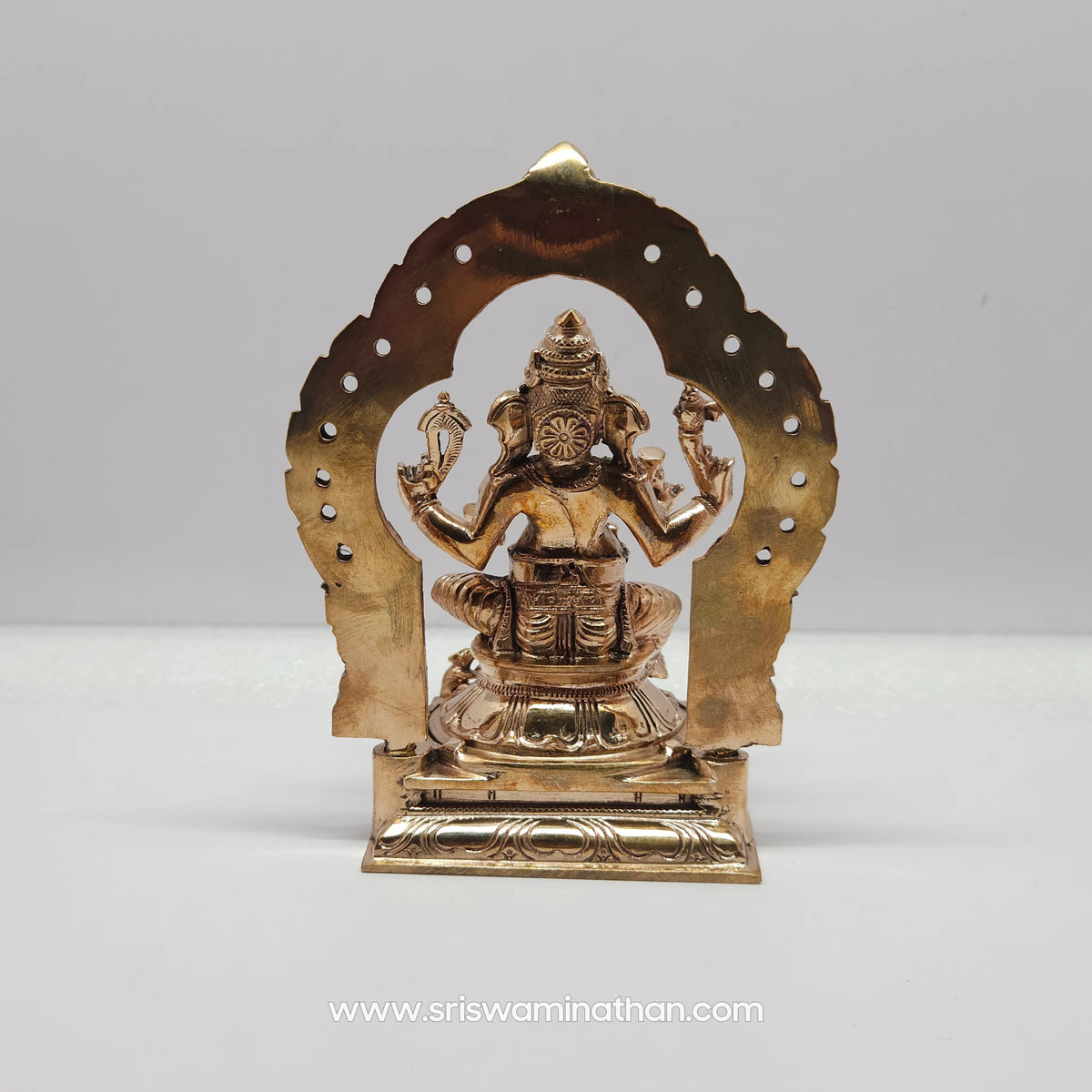 Sri Swaminathan & Co Panchaloha Valampuri Ganesha Statue with Fixed Prabhavali (5 Inch)