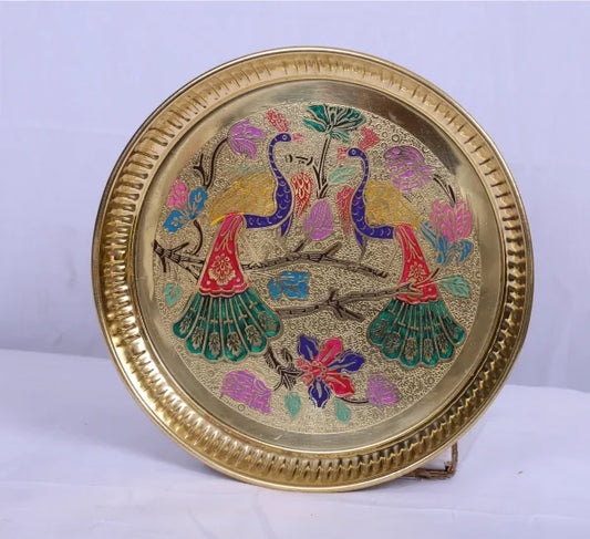 Brass Pooja Tray Peacock 8 210gm