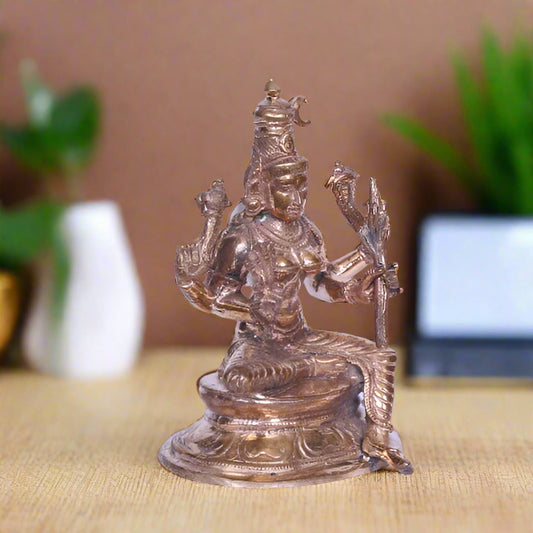 Rajarajeshwari Panchaloha Idol – 3.2 Inch | Seated on Beedam