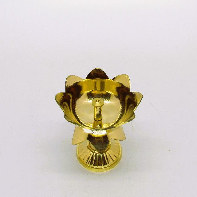 Brass Lotus Nanda Deepam for Spiritual Growth (175g)