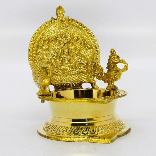 Gajalakshmi Brass Oil Lamp with Annapatchi - 690g|Brass oil lamp for pooja room