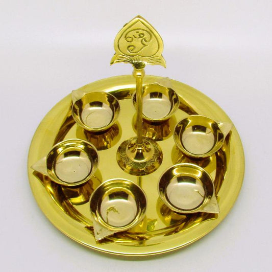Murugan Puja Kit - Arumuga Vilakku Set with Vel|Deluxe Arumuga Vilakku Set with Vel and Plate|Arumugan Thiru Vilakku Set (Periya)