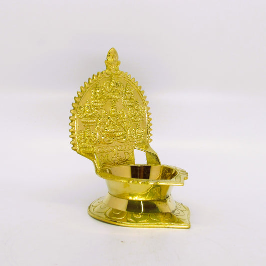 Brass Ashtalakshmi Oil Lamp No.3 – Traditional Pooja Vilakku for Wealth & Prosperity