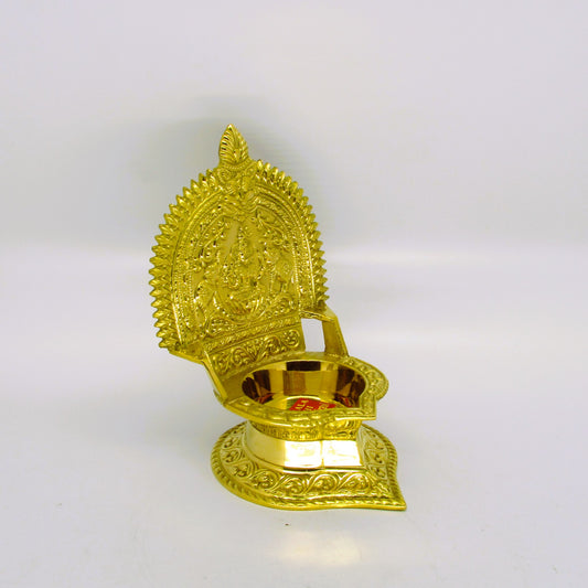 Lingabhairavi Vilakku – Traditional Brass Oil Lamp with Goddess Carving