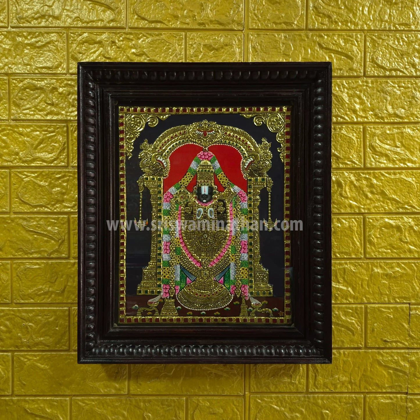 Tirupathi Venkatachalapathy Tanjore Painting | Lord of Seven Hills | Classical Tanjore Art | 15 x 12 Inch | Sri Swaminathan & Co