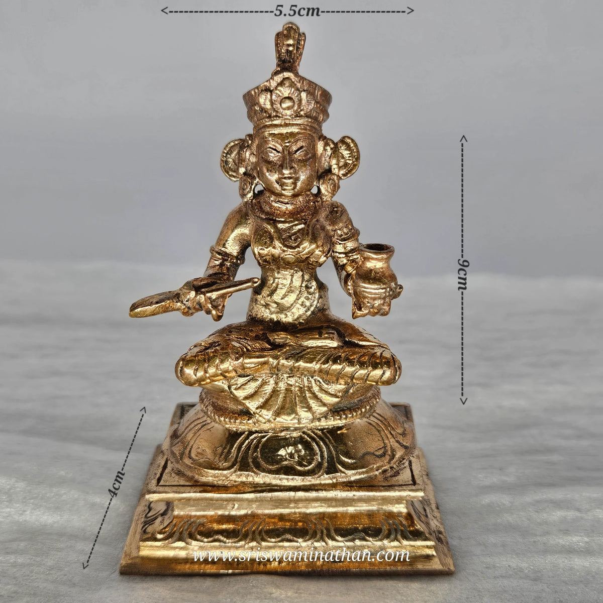 Annapoorani Goddess Close-up - Ornaments & Crown Details - Authentic Panchaloha Craftsmanship