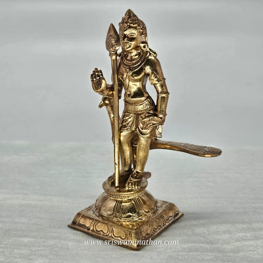 Bala Murugan Front View - Peacock Vahana & Vel Weapon - Traditional South Indian Iconography