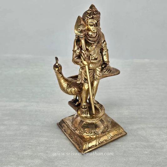 Bala Murugan Panchaloha Side View - Child Kartikeya with Divine Weapons - Authentic 300g Brass