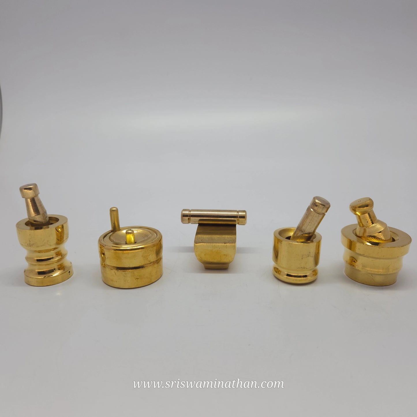 Brass Miniature Kitchen Collection Complete Set - 5 Traditional Grinding Tools - Sri Swaminathan