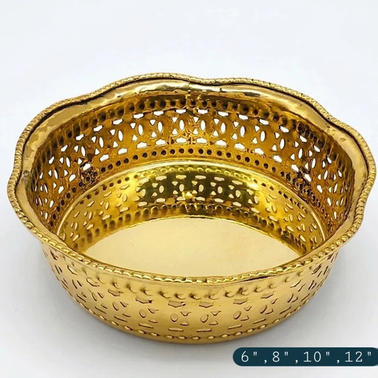 Hand-Finished Brass Round Pooja Tray 6 Inch — Sri Swaminathan & Co
