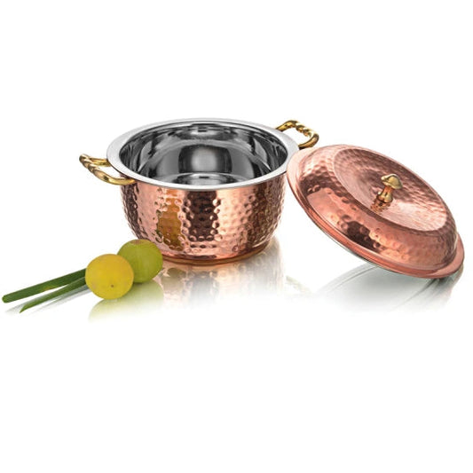 Copper Hot Box SS Insulated Tiffin Carrier Side View Pure Copper Outer — Sri Swaminathan & Co