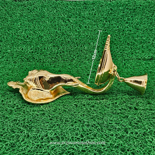 Ganesh Wall Diya with Bell Brass - Traditional Tamil Entrance Decor - Authentic Lamp 1.1kg