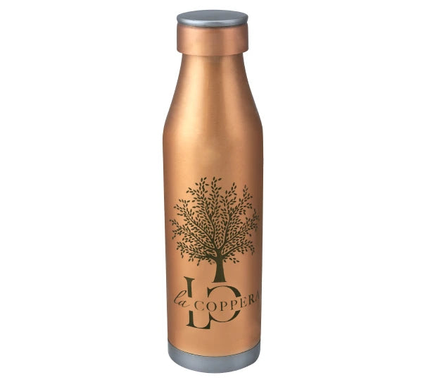 Vintage La Coppera pure copper water bottle – 1000 ml Ayurvedic wellness bottle with matte antique finish