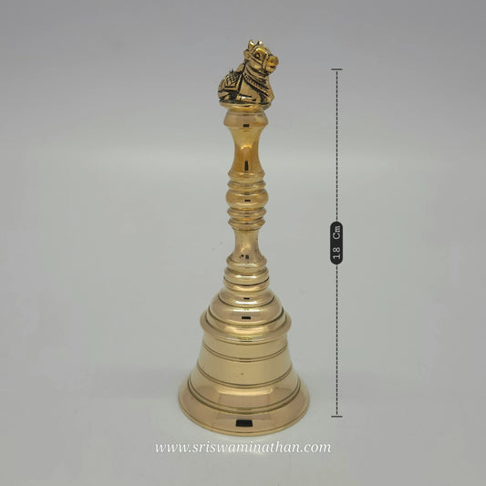 Full view of brass temple bell with Nandhi - Complete Lord Shiva worship accessory