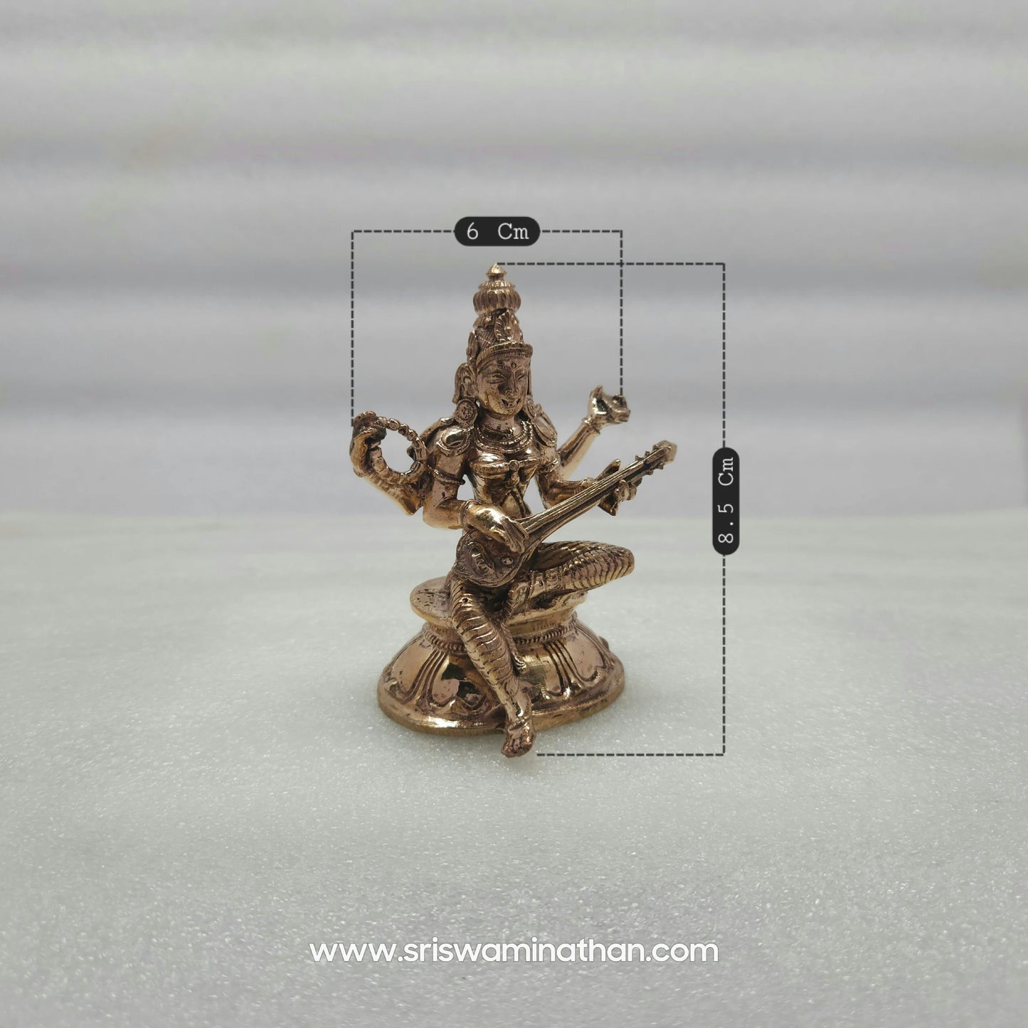 Measurements of Panchaloha Statue on ornate lotus throne — Panchaloha five-metal alloy, Sri Swaminathan & Co