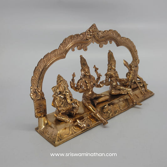 Shiva Family Panchaloha - Nandi Bull Peacock Mouse Vahanas - Traditional South Indian Temple Art