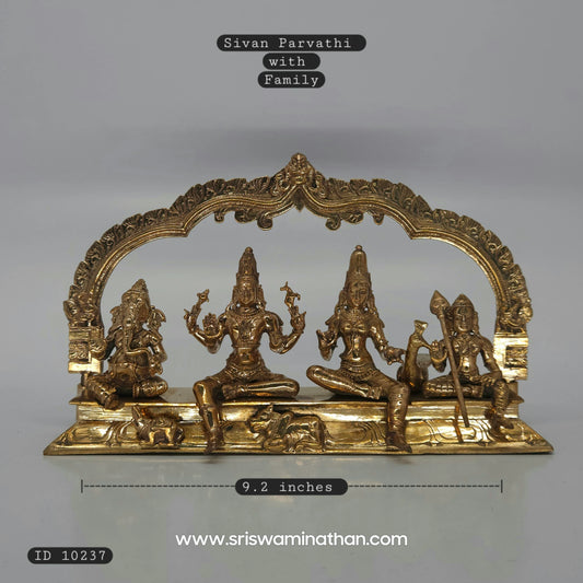 Shiva Parvathi Ganesha Murugan Panchaloha - Complete Family Statue with Vahanas - Premium 1.35kg