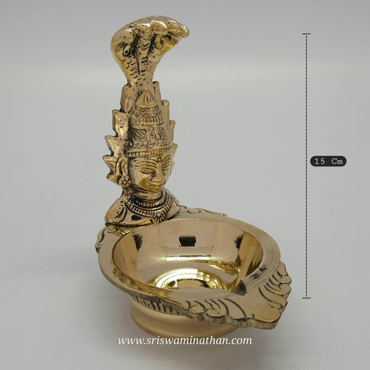 Traditional Nagavalli Vilakku with intricate snake motifs - Authentic brass lamp for Naga Chaturthi and serpent worship