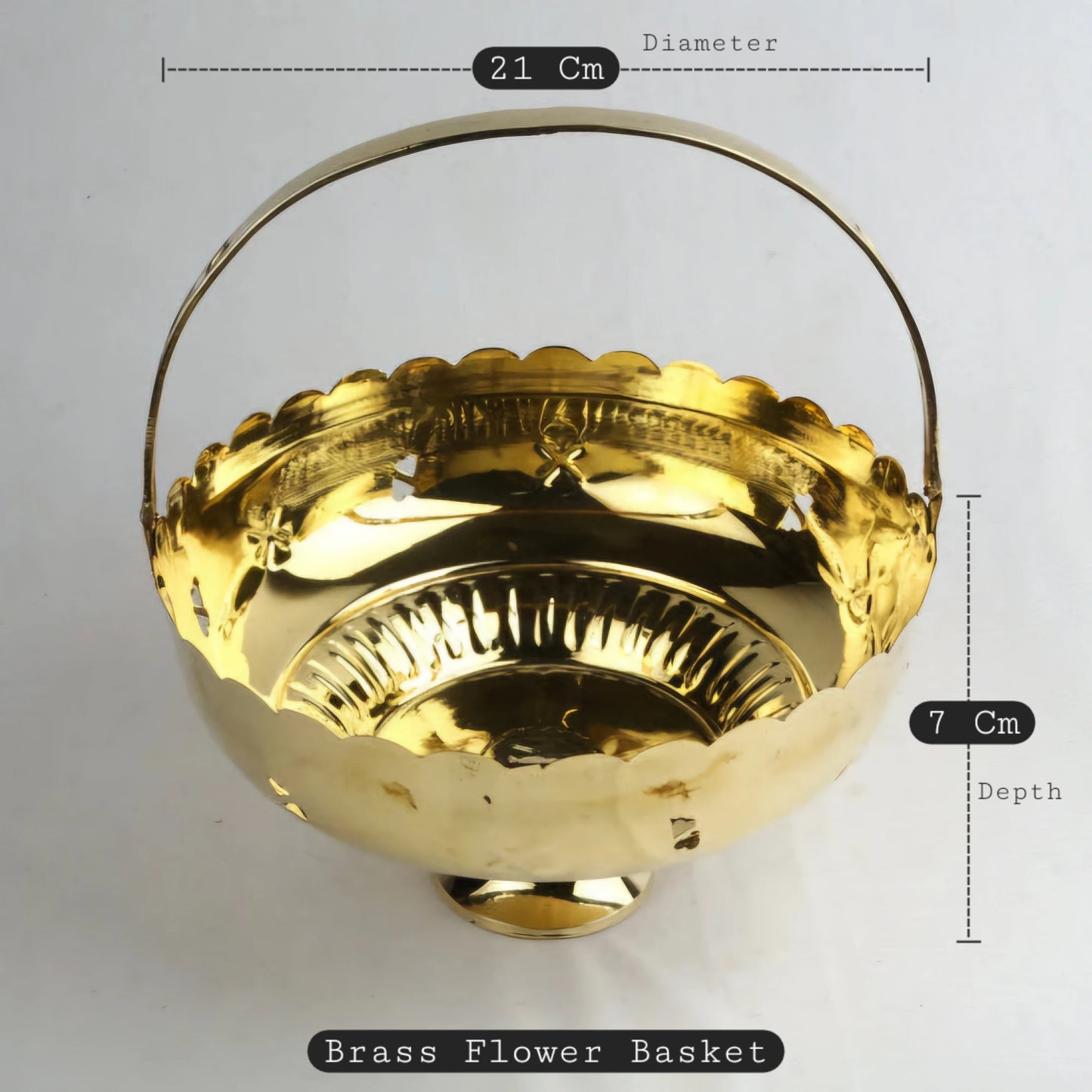 Brass Flower Basket with Handle