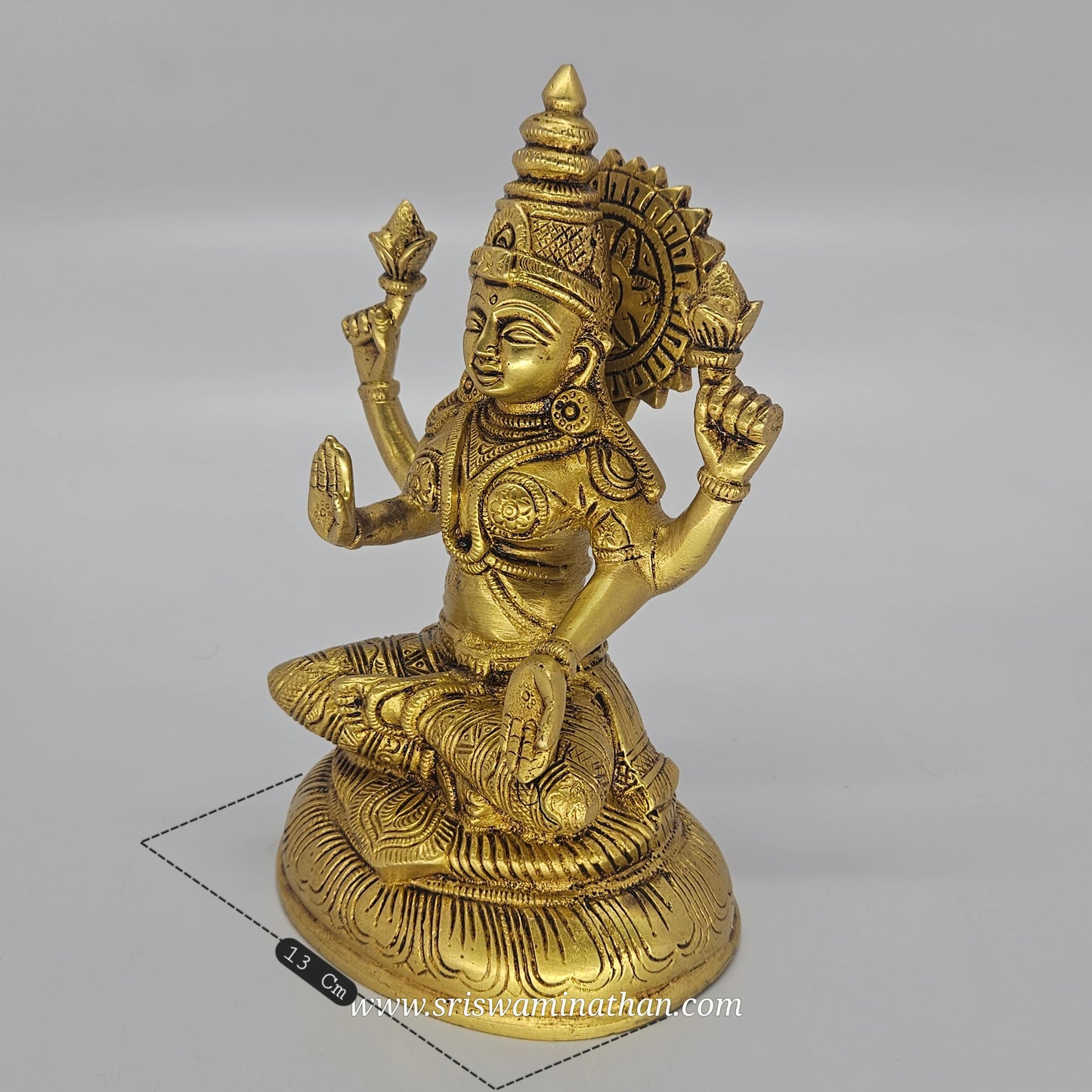 Lakshmi Brass Statue 7.5" - Goddess of Wealth & Prosperity