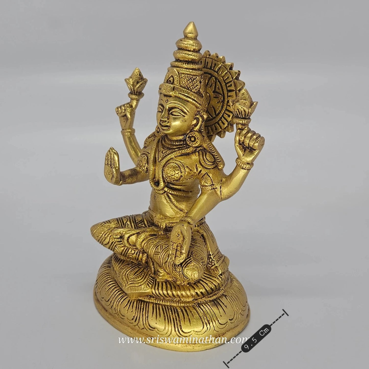 Lakshmi Brass Statue 7.5" - Goddess of Wealth & Prosperity