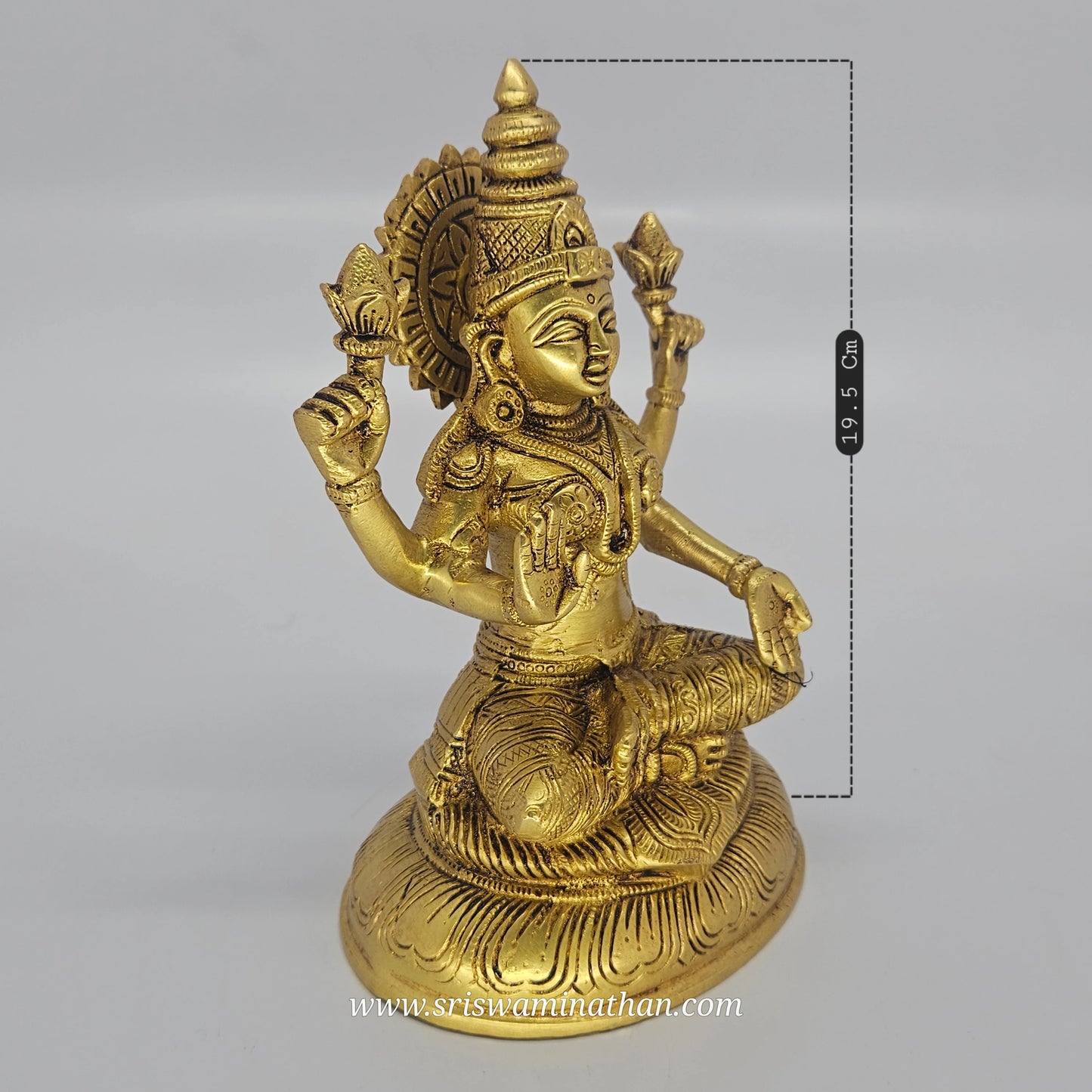 Lakshmi Brass Statue 7.5" - Goddess of Wealth & Prosperity