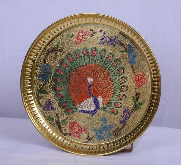 Brass Pooja Tray Peacock 12 510gm