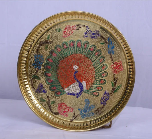 Brass Pooja Tray Peacock 12 510gm