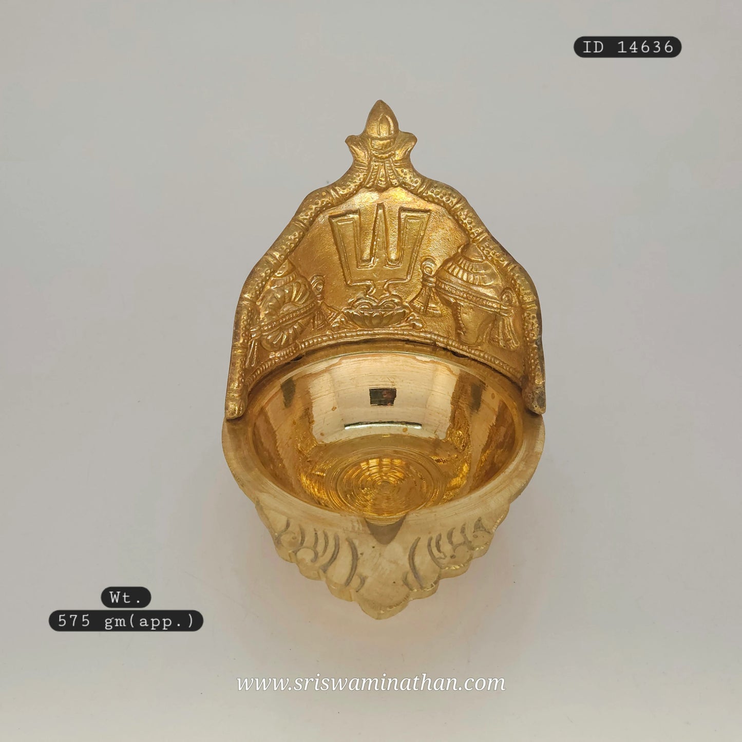 Vishnu Namam Brass Pooja Lamp with Shanku & Chakram
