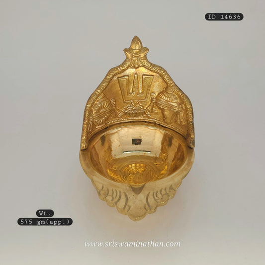 Vishnu Namam Brass Pooja Lamp with Shanku & Chakram