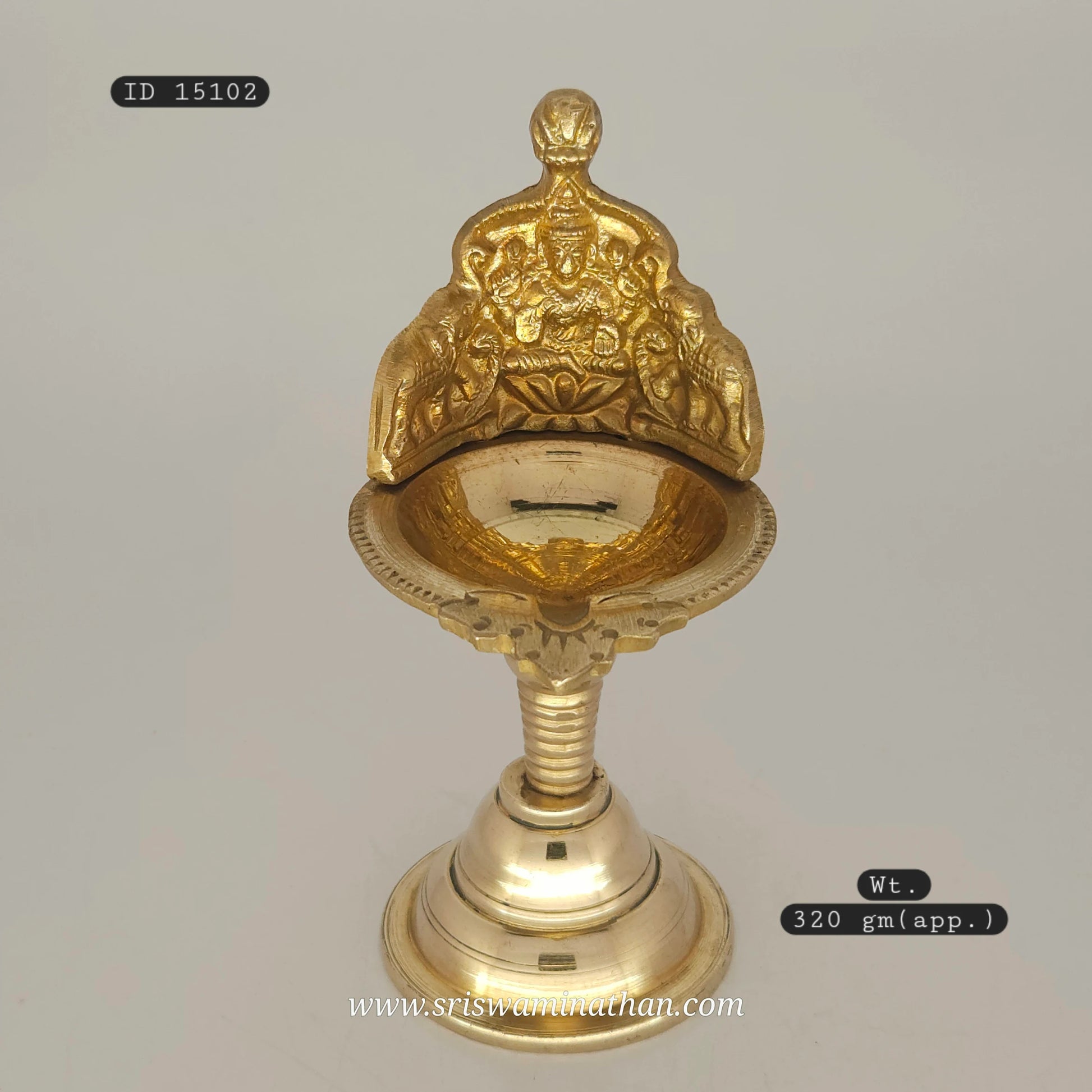 Gaja Lakshmi stand vilakku small size brass lamp - Compact traditional Tamil Nadu style
