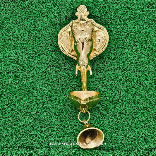 Brass Ganesha Wall Hanging Diya with Bell